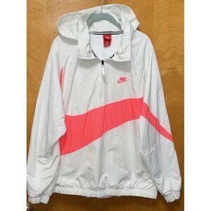 NIKE SPORTSWEAR ANORAK WINDBREAKER Unisex Retro 1980s White/Neon Pink L/XL